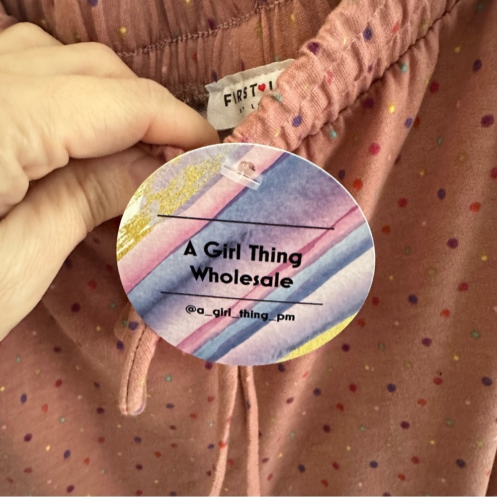 NWT First Love Pink Polka Dot Lounge Pants Size Medium - Picture 7 of 11